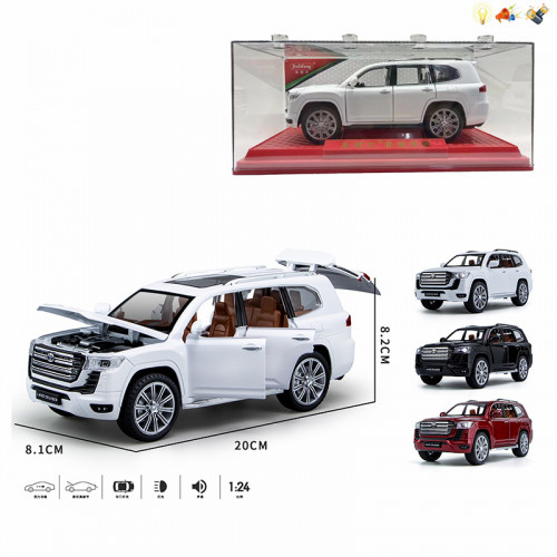 Մեքենա մետաղե մոդել Toyota Land Cruiser LC300 1։24 մաշտաբի, պլ․ տուփով 3գույն 