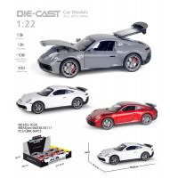 Մեքենա Porsche 911 մետաղե մոդել 1։24 մաշտաբի 3-գույն 6հ-ոց տուփով հատով