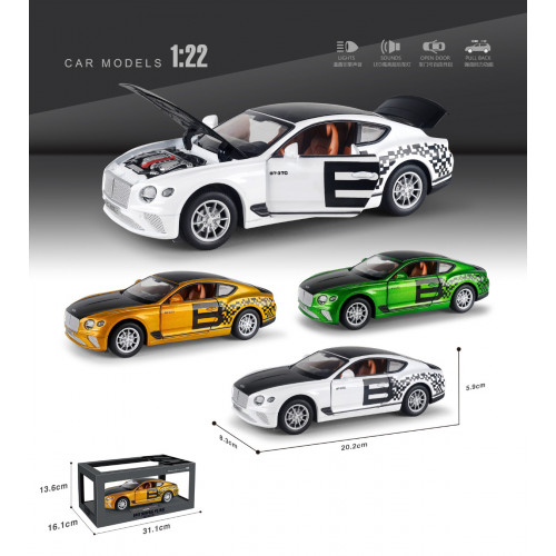 Մեքենա Bentley Continental մետաղե մոդել 1։22 մաշտաբի 3-գույն ձայնային լույսային էֆեկտներով