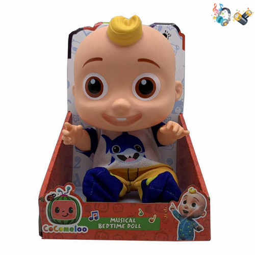 Տիկնիկ Cocomelon բաց տուփով նստած, երաժշտական 